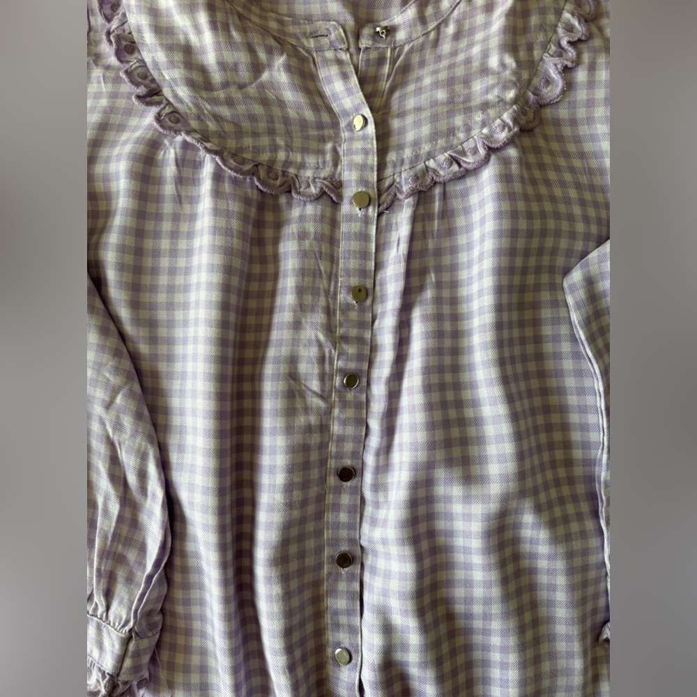 Chic Lilac Gingham Ruffle Top - Picture 4 of 4
